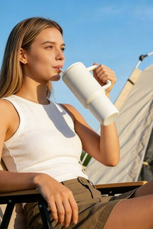 40oz 1200ml stainless steel vacuum tumbler with handle, reusable straw, BPA-free lid, and double-wall insulated design.